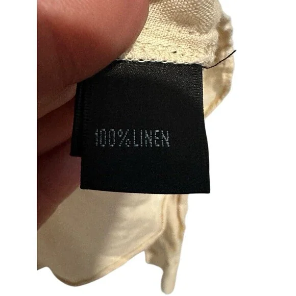 Lafayette 148 Size 12 100% Linen Dark Cream Tie‎ Front Shirt Top Blouse #T4-3 - Picture 5 of 9